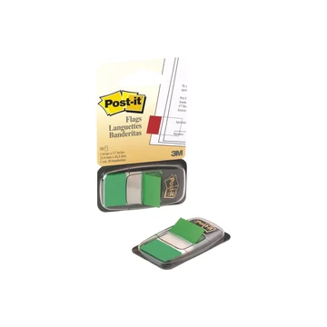 Jelölőcímke, műanyag, 50 lap, 25x43 mm, 3M POSTIT, zöld