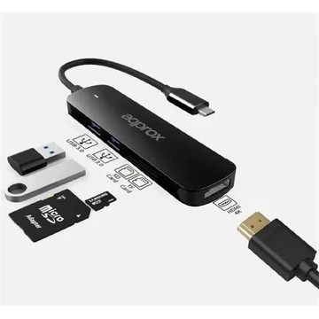 Approx APPC45 5-in-1 USB Type-C Adapter Black