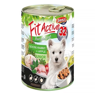 Állateledel konzerv PANZI FitActive junior kutyának (liba, nyúl) 415g