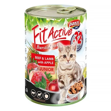 Állateledel konzerv PANZI FitActive junior macskának (marha, bárány) 415g