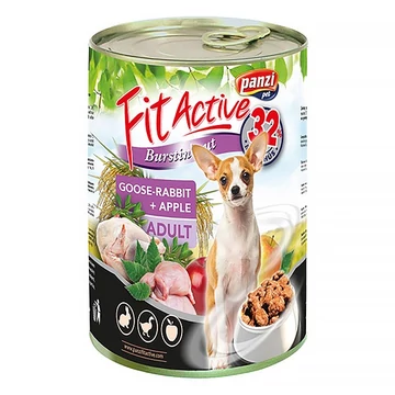 Állateledel konzerv PANZI FitActive kutyának (liba, nyúl, alma) 415g