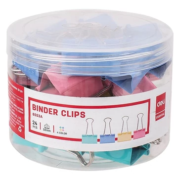 Binder csipesz DELI 32 mm színes 24 darabos