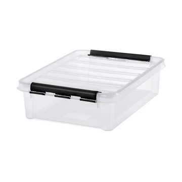 Műanyag tárolódoboz, 8 liter, fekete fogantyúkkal, SMARTSTORE "Classic 14", átlátszó Műanyag tárolódoboz, 8 liter, fekete fogantyúkkal, SMARTSTORE "Classic 14", átlátszó