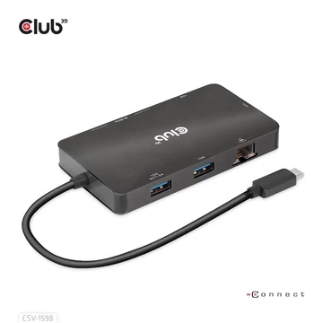 Club 3D USB Hub - CSV-1598 (USB-C Gen 2 to 2xDisplayPort, 2xUSB-A Gen 2, 2xUSB-C Gen 2, RJ45, 4k60Hz)