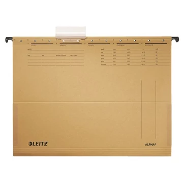 Függőmappa, oldalvédelemmel, karton, A4, LEITZ "Alpha", natúr, 25db/cs