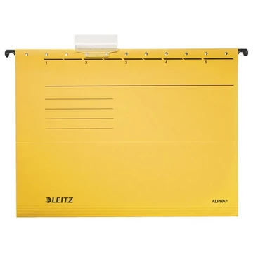 Függőmappa, karton, A4, LEITZ "Alpha Standard", sárga, 25db/cs