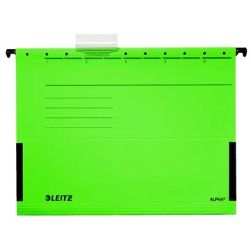 Függőmappa, oldalvédelemmel, karton, A4, LEITZ "Alpha", zöld, 25db/cs