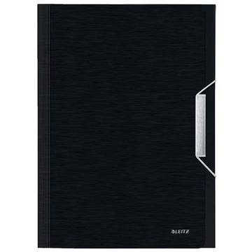 Harmonikamappa, A4, PP, 6 rekeszes, LEITZ "Style", szaténfekete
