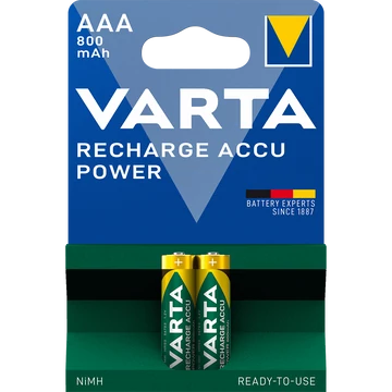 Tölthető elem, AAA mikro, 2x800 mAh, előtöltött, VARTA "Power"