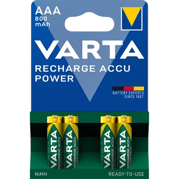 Tölthető elem, AAA mikro, 4x800 mAh, előtöltött, VARTA "Power"