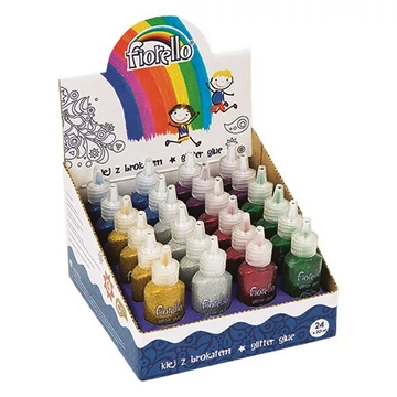 Ragasztó folyékony display FIORELLO GR-BK20D24 glitteres 20ml 24 darabos vegyes színek Ragasztó folyékony display FIORELLO GR-BK20D24 glitteres 20ml 24 darabos vegyes színek
