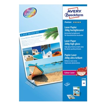 Fotópapír AVERY 2798 A/4 laser fényes 200 g 100 íves