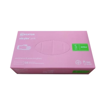 Gumikesztyű egyszer használatos nitril púdermentes pink S 7 Gumikesztyű egyszer használatos nitril púdermentes pink S 7