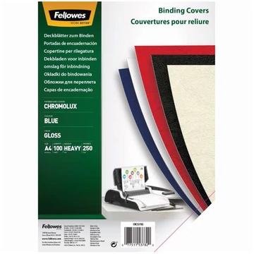 Hátlap, A4, 250 g, fényes, FELLOWES "Chromolux", kék, 100db/cs
