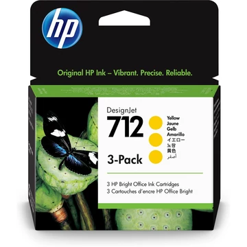 HP 3ED79A 3PACK tintapatron sárga 29ML No.712 (eredeti) HP 3ED79A 3PACK tintapatron sárga 29ML No.712 (eredeti)