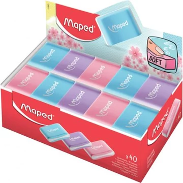 Radír display, MAPED "Essentials Soft Pastel", vegyes színek, 40db/disp