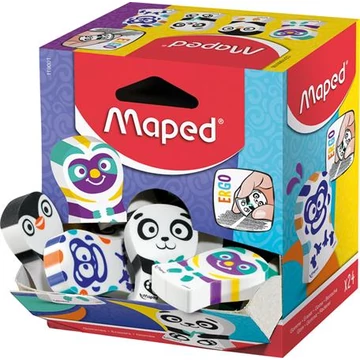 Radír display, vegyes minták, MAPED "Ergo Fun Multicolor", 24db/disp