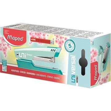 Tűzőgép, 24/6, 26/6, 25 lap, MAPED "Universal Metal Half-Strip Pastel", pasztell türkiz Tűzőgép, 24/6, 26/6, 25 lap, MAPED "Universal Metal Half-Strip Pastel", pasztell türkiz