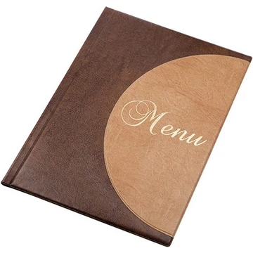 Étlaptartó, A4, bőrhatású, PANTA PLAST "Félkör Menu" , sötétbarna-világos barna Étlaptartó, A4, bőrhatású, PANTA PLAST "Félkör Menu" , sötétbarna-világos barna
