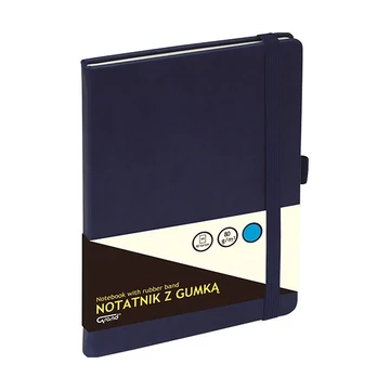 Jegyzetfüzet GRAND A5 80 lapos gumis puha sötétkék fedelű kockás