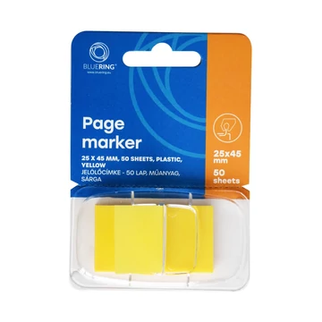 Jelölőcímke 25x45mm, 50lap, műanyag sárga