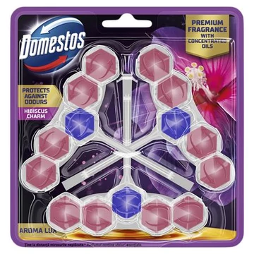 WC frissítő blokk, 3 db-os, DOMESTOS  "Aroma Lux", hibiszkusz WC frissítő blokk, 3 db-os, DOMESTOS  "Aroma Lux", hibiszkusz