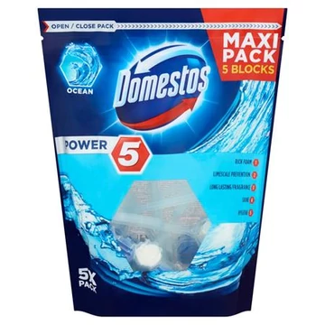 WC fertőtlenítő, 5 db-os , DOMESTOS "Power 5", óceán WC fertőtlenítő, 5 db-os , DOMESTOS "Power 5", óceán