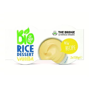Növényi desszert, bio, 2x130 g, THE BRIDGE, rizs, vanília