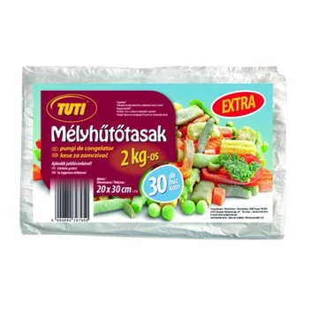 Mélyhűtőzacskó, 2 kg, 30 db, "Tuti" Mélyhűtőzacskó, 2 kg, 30 db, "Tuti"