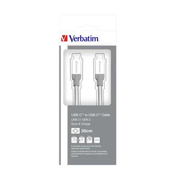USB kábel, USB-C 3.1 - USB-C , 30 cm, VERBATIM, ezüst USB kábel, USB-C 3.1 - USB-C , 30 cm, VERBATIM, ezüst
