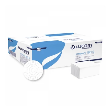 Kéztörlő 2 rétegű V hajtogatású fehér 180 lap/csomag 18 cs/karton Strong Lucart_863061J