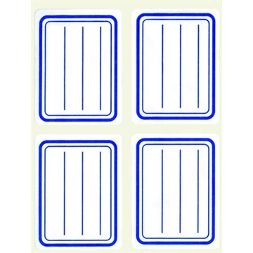 Füzetcímke, kék szegélyes, vonalas, 38x50 mm, 20 db, APLI