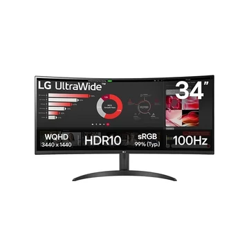 LG 34" 34WR50QK-B.AEU UWQHD VA 100Hz HDMI/DP ívelt monitor LG 34" 34WR50QK-B.AEU UWQHD VA 100Hz HDMI/DP ívelt monitor