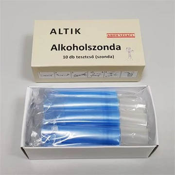 Kémiai alkohol-teszter, befújós, egyszer használható, 10db/cs Kémiai alkohol-teszter, befújós, egyszer használható, 10db/cs