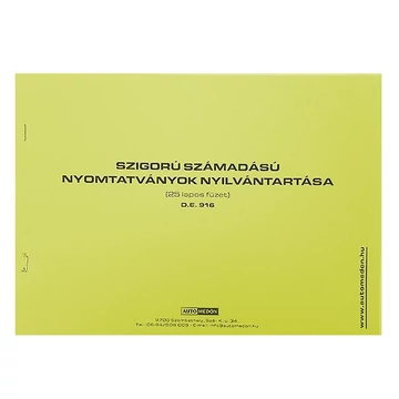 Nyomtatvány szigorú számadású nyilvántartó füzet fekvő