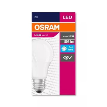 LED izzó, E27, gömb, A60, 8,5W, 806lm, 4000K (HF), OSRAM "Value" LED izzó, E27, gömb, A60, 8,5W, 806lm, 4000K (HF), OSRAM "Value"