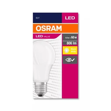 LED izzó, E27, gömb, A60, 8,5W, 806lm, 2700K (MF), OSRAM "Value" LED izzó, E27, gömb, A60, 8,5W, 806lm, 2700K (MF), OSRAM "Value"
