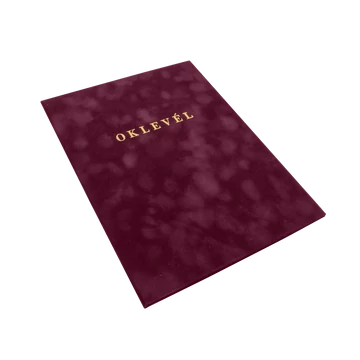 Oklevéltartó A4, prémium, arany nyomattal, Bluering bordó