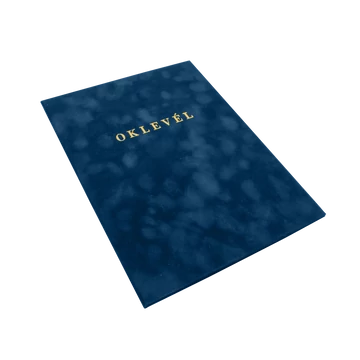 Oklevéltartó A4, prémium, arany nyomattal, Bluering kék