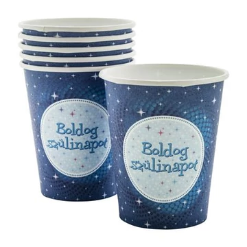 Pohár, papír, "Boldog Születésnapot", kék, 6db/cs