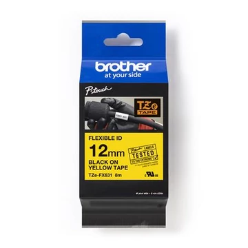 Feliratozógép szalag, flexibilis ID, 12 mm x 8 m, BROTHER, "TZe-FX631" sárga-fekete Feliratozógép szalag, flexibilis ID, 12 mm x 8 m, BROTHER, "TZe-FX631" sárga-fekete