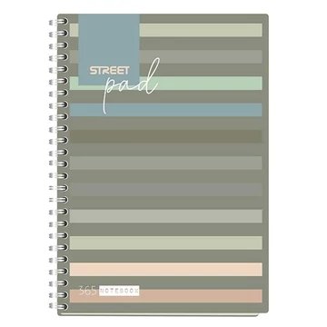 Spirálfüzet STREET Pad A5 kockás 100 lapos sötét csíkos