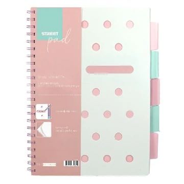 Spirálfüzet STREET Pad A/4 kockás 100 lapos pasztell rózsaszín Spirálfüzet STREET Pad A/4 kockás 100 lapos pasztell rózsaszín