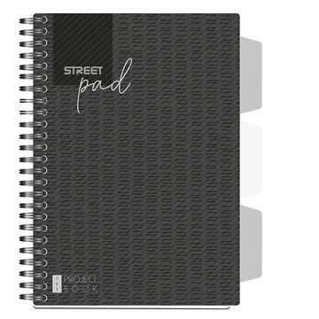 Spirálfüzet STREET Pad regiszteres A5 vonalas 100 lapos fekete