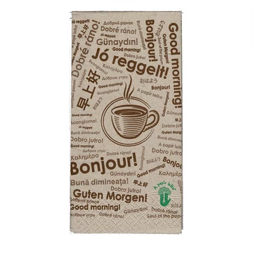 Szalvéta 1 rétegű 1/8-ba hajtott, lapméret:32 x 32 cm 720 lap/doboz Lady Gastro Kávé "Jó reggelt!"