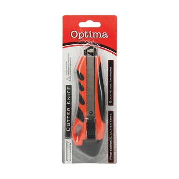 Univerzális vágókés OPTIMA műanyag test gumi fógó rész fém sínnel 18mm fekete piros Univerzális vágókés OPTIMA műanyag test gumi fógó rész fém sínnel 18mm fekete piros