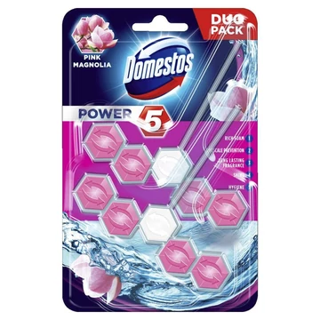 WC fertőtlenítő, 2 db-os ,DOMESTOS "Power 5", pink magnólia
