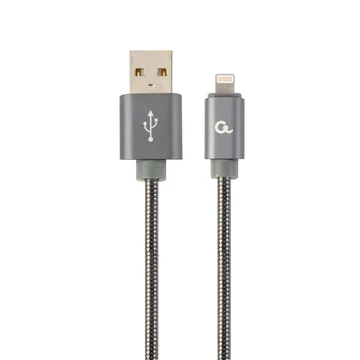 Gembird CC-USB2S-AMLM-2M-BG Lightning Premium spiral metal 8-pin charging and data cable 2m Metallic Grey Gembird CC-USB2S-AMLM-2M-BG Lightning Premium spiral metal 8-pin charging and data cable 2m Metallic Grey