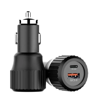 TÖLTŐ USB-A+C (63W,2-portos, autós, gyorstöltő), Choetech