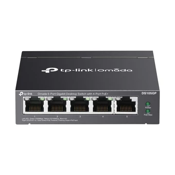 TP-Link DS105GP Omada 5x GbE LAN 4xPoE+ port nem menedzselhető asztali switch TP-Link DS105GP Omada 5x GbE LAN 4xPoE+ port nem menedzselhető asztali switch